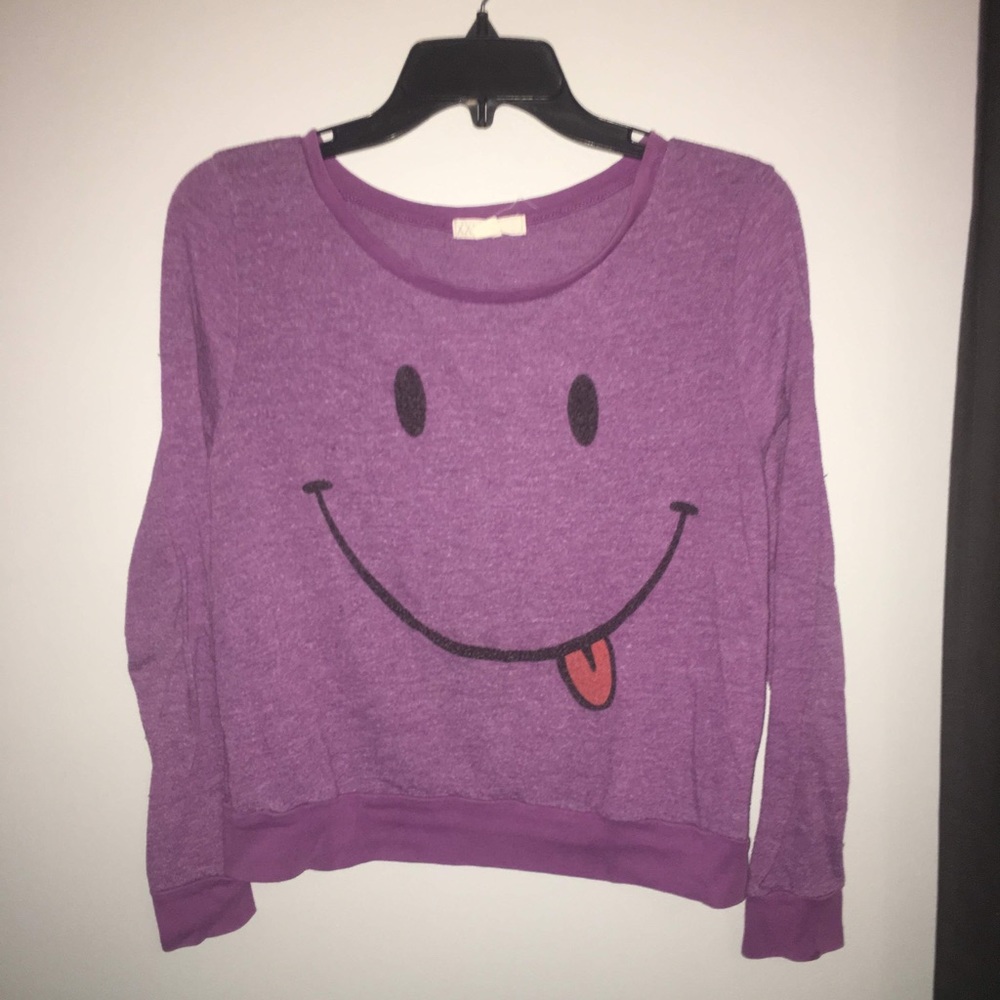purple smiley face long sleeve